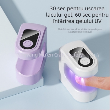 Lampă portabilă mică pentru unghii cu cuburi de zahăr, mini lampă de întărire cu uscare rapidă, aparat de fototerapie reîncărcabil, lampă de mână care nu se înnegrește