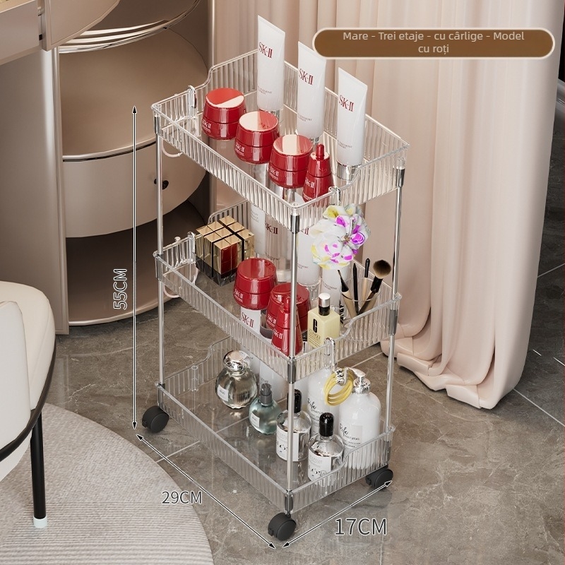 Masă de machiaj de lux ușoară, raft de depozitare ondulat multistrat, stil Ins, masă de toaletă, ruj, produs de îngrijire a pielii, raft de depozitare cu două straturi de clasificare