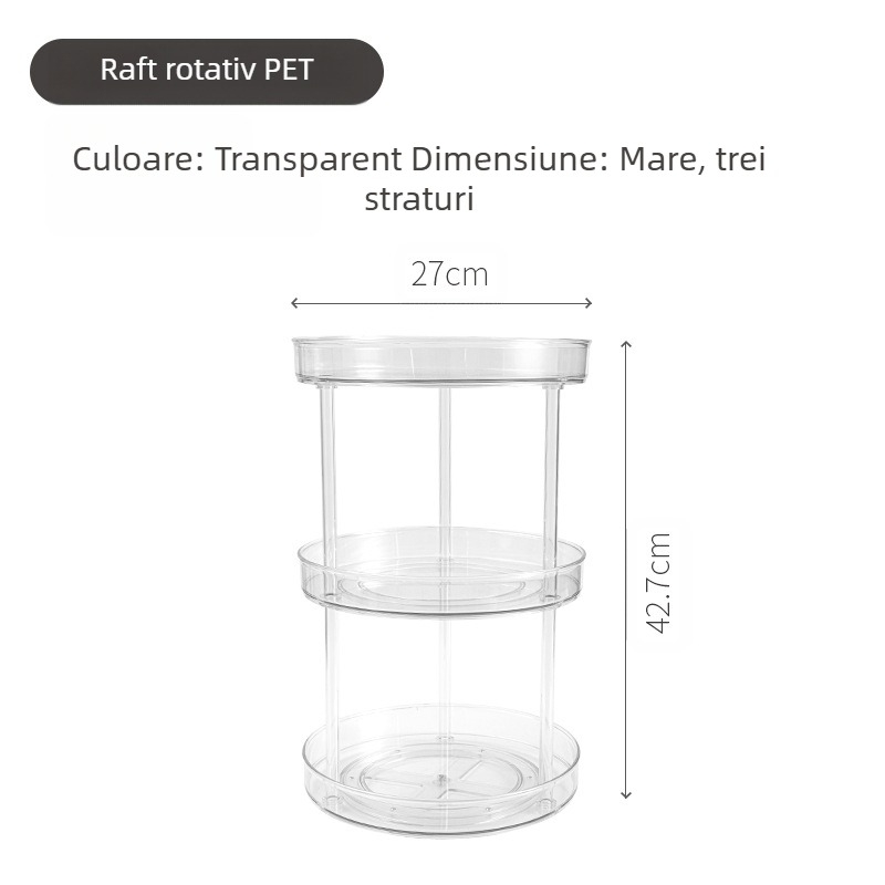 Delun suport de depozitare transparent pentru cosmetice, suport rotativ pentru depozitare, cutie pentru baie, masă de toaletă, parfum, produse de îngrijire a pielii, birou