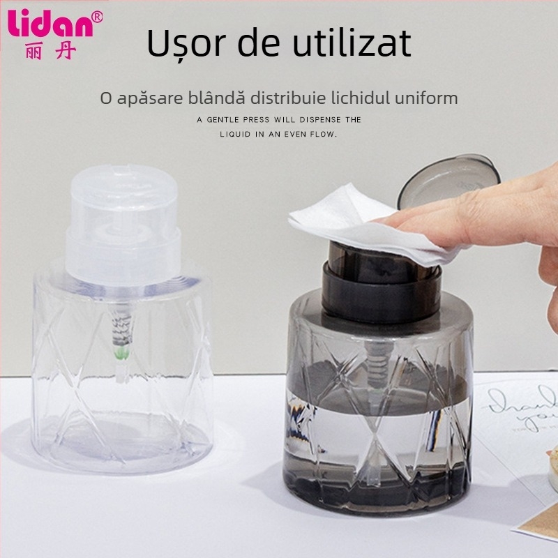Sticlă japoneză de presă pentru unghii de înaltă permeabilitate, sticlă cu alcool lichid, sticlă transparentă de presă pentru unghii de 200 ml, cu încuietoare, sticlă goală