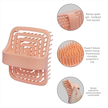 Perie de masaj rotativă cu perie de șampon golă cu peri moi pentru masaj și șamponare, utilizare dublă pentru părul uscat și ud, pieptene de păr neted care nu deteriorează părul