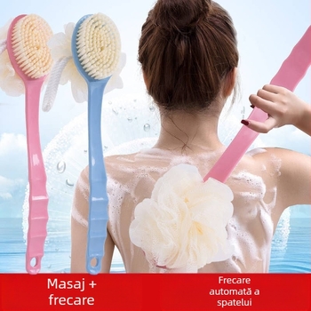 Perie de baie cu mâner lung, perie de baie cu păr moale, prosop de baie, perie de baie cu bilă pentru frecarea spatelui
