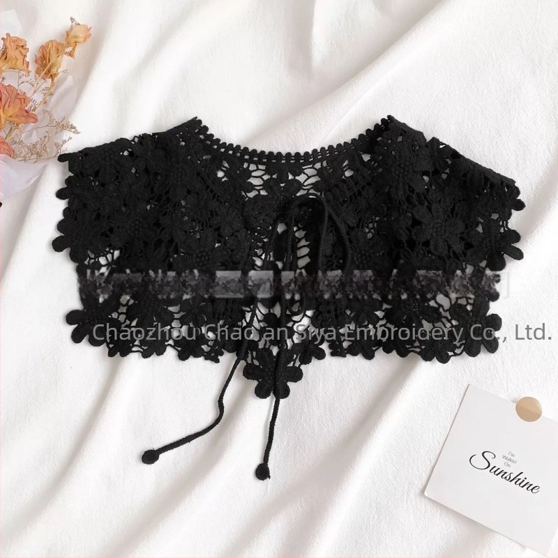 Șal coreean din dantelă, stil coreean, cu scobitură, elegant, cu talie mică, guler fals, decorare en-gros