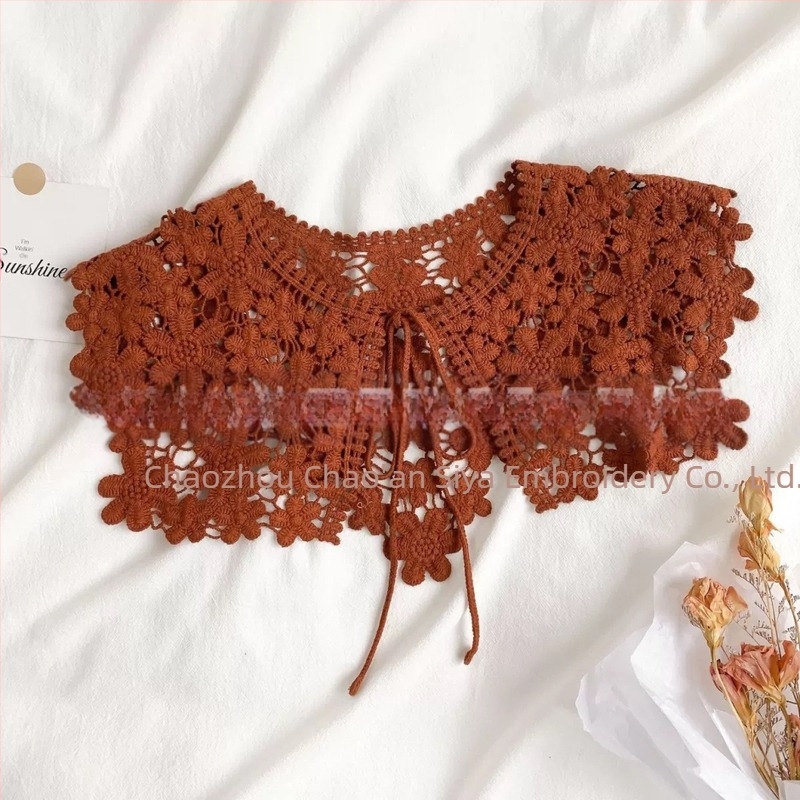 Șal coreean din dantelă, stil coreean, cu scobitură, elegant, cu talie mică, guler fals, decorare en-gros