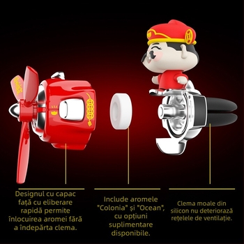 Odorizant auto God of Wealth, clip de parfum auto, păpușă Bobblehead, ventilație mică, ventilator decorativ cu parfum
