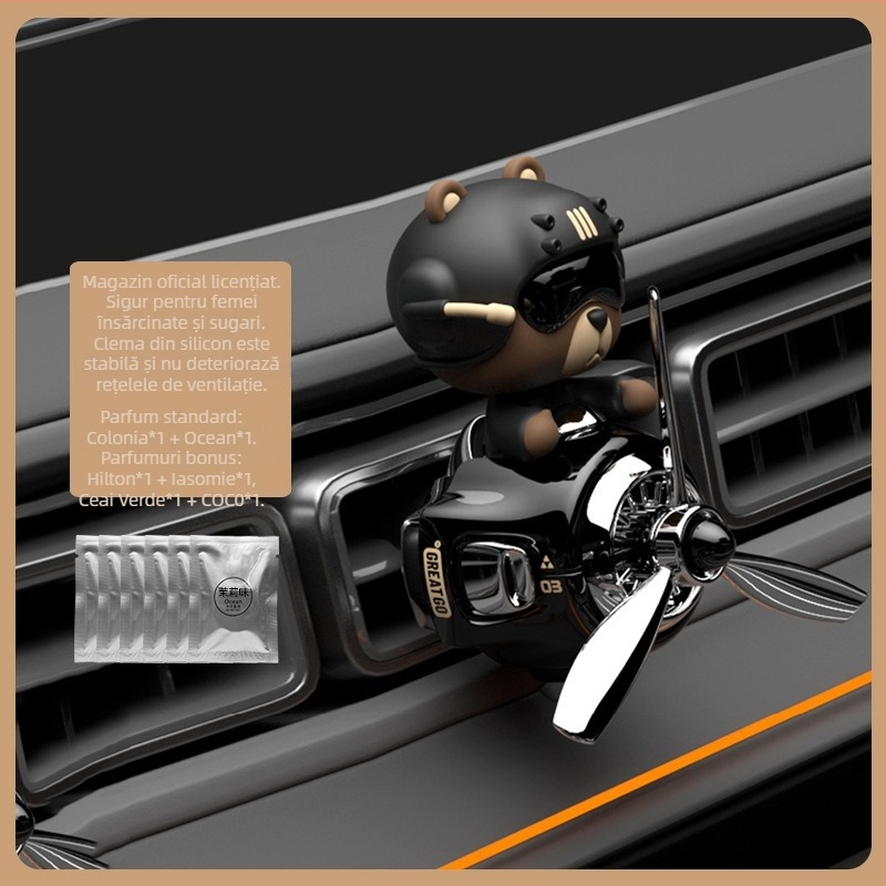 Odorizant auto God of Wealth, clip de parfum auto, păpușă Bobblehead, ventilație mică, ventilator decorativ cu parfum