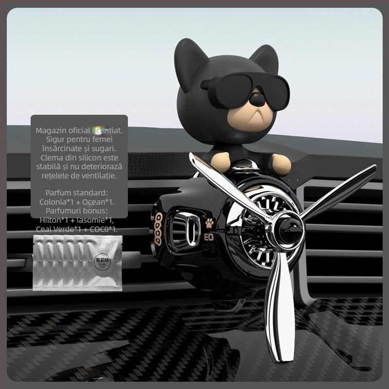 Odorizant auto God of Wealth, clip de parfum auto, păpușă Bobblehead, ventilație mică, ventilator decorativ cu parfum