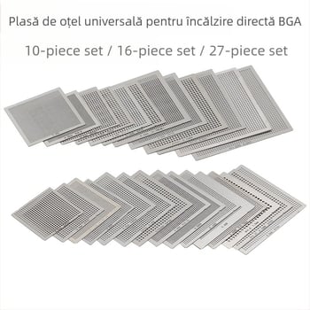 Plasă de oțel universală pentru plantare BGA, plasă de tablă, bilă de plantare, 10/27 bucăți, încălzire directă, plasă universală din oțel, plasă universală pentru întreținerea cipurilor de computer