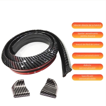 Mașină universală din fibră de carbon model aripa spate auto bandă decorativă fără perforații spoiler PVC moale aripa spate mică fixă vânt aripă