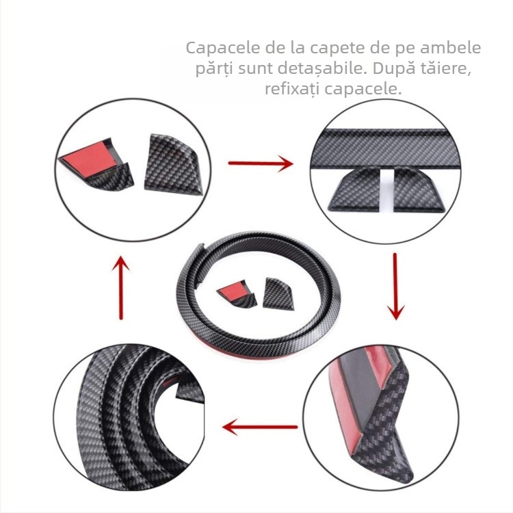 Mașină universală din fibră de carbon model aripa spate auto bandă decorativă fără perforații spoiler PVC moale aripa spate mică fixă vânt aripă