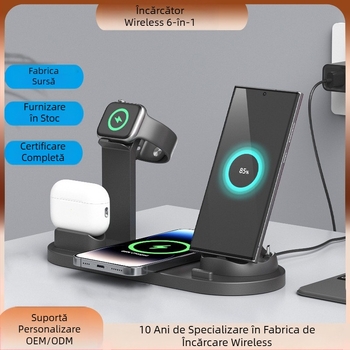 Încărcător wireless iWatch Four-in-One, atent selectat, potrivit pentru telefoane Apple, căști, ceasuri și suporturi de telefon, 15W