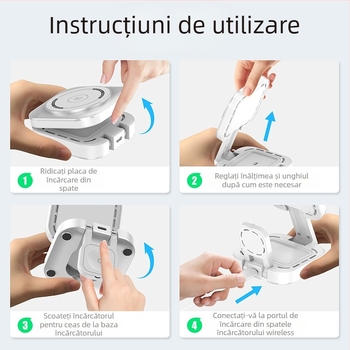 Încărcător wireless pliabil F5, trei în unu, cu încărcare rapidă pentru telefon mobil, suport pentru ceas și căști
