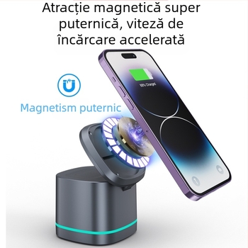 Încărcător wireless magnetic nou, trei în unu, 2024, încărcare rapidă de 15W pentru telefon mobil, căști și ceasuri, încărcare wireless