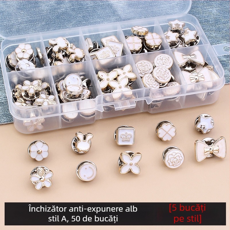 Cămașă cu nasturi pentru femei, butoni anti-orbire, cardigan fără cusături, butoni invizibili pentru femei, butoni ascunsi, butoni fixați cu capsă, butoni decorativi cu perle