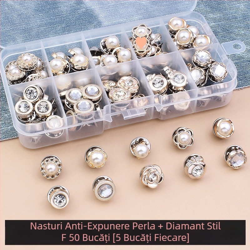 Cămașă cu nasturi pentru femei, butoni anti-orbire, cardigan fără cusături, butoni invizibili pentru femei, butoni ascunsi, butoni fixați cu capsă, butoni decorativi cu perle
