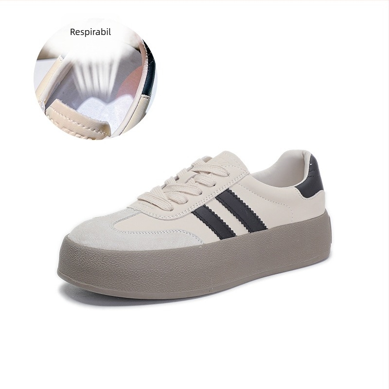 Pantofi sport din piele naturală, pantofi sport cu talpă groasă, pantofi sport albi pentru femei, pantofi casual Forrest Gump, pantofi pentru femei