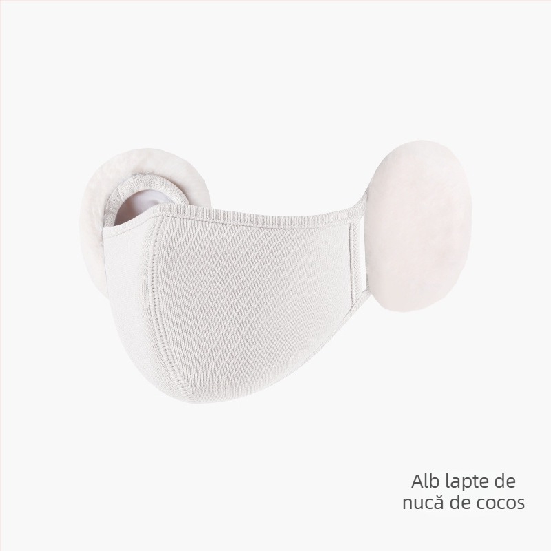 Mască de toamnă și de iarnă pentru femei, culoare înaltă, valoare de pluș, drăguț, protecție pentru urechi, stereo, slăbire, nor, cald, protecție pentru urechi 2 în 1