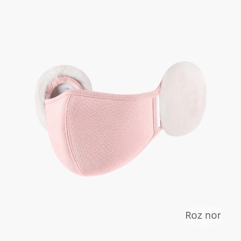 Mască de toamnă și de iarnă pentru femei, culoare înaltă, valoare de pluș, drăguț, protecție pentru urechi, stereo, slăbire, nor, cald, protecție pentru urechi 2 în 1