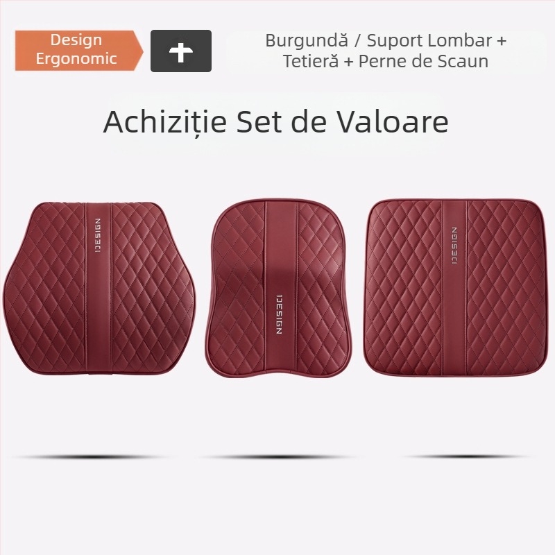 Advanced Sense Pana piele auto pernă lombară gât pernă auto scaun interior pernă lombară tetieră pernă scaun fund pernă
