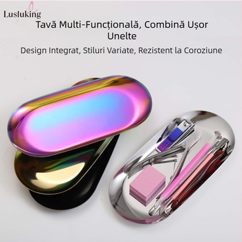 Tavă metalică pătrată transfrontalieră pentru bijuterii, din oțel inoxidabil, instrumente de manichiură, tavă de depozitare în formă de inimă, tavă pentru cosmetice