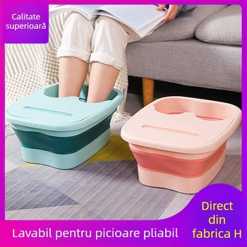 -Găleată pliabilă pentru înmuierea picioarelor, depozitare portabilă, masaj la domiciliu, baie de picioare pentru sănătate, peste gambe, cu capac, conservare a căldurii, spălare a picioarelor