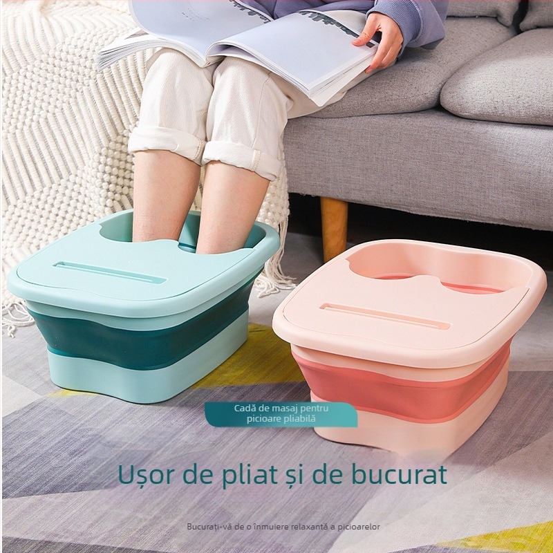 -Găleată pliabilă pentru înmuierea picioarelor, depozitare portabilă, masaj la domiciliu, baie de picioare pentru sănătate, peste gambe, cu capac, conservare a căldurii, spălare a picioarelor