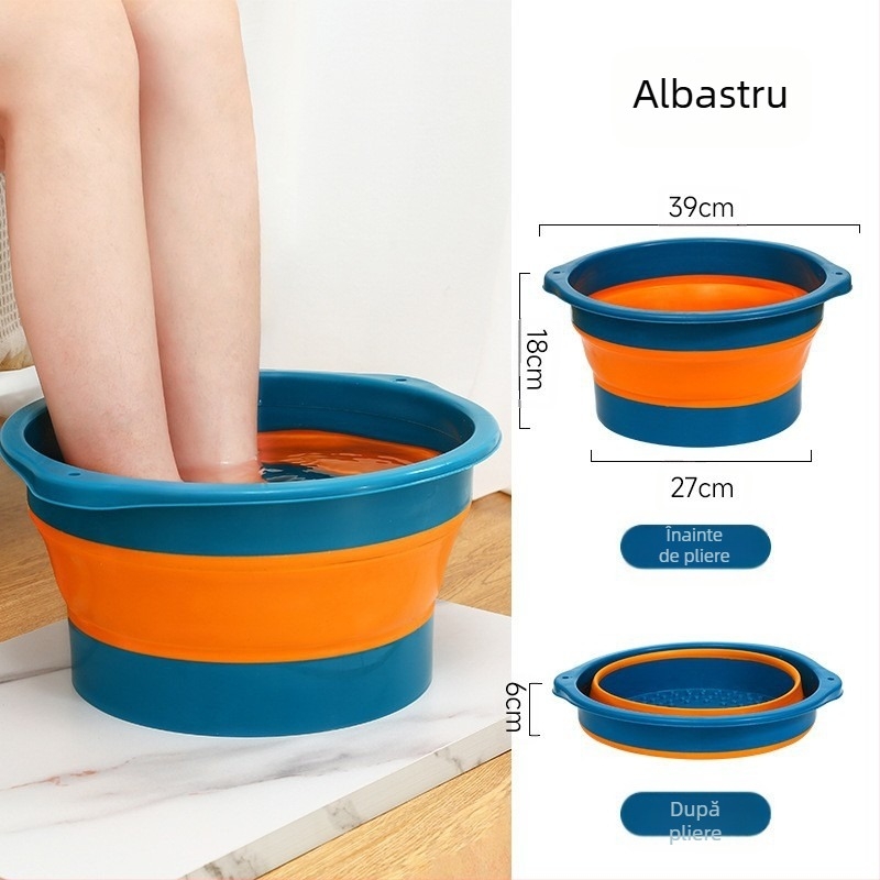 -Găleată pliabilă pentru înmuierea picioarelor, depozitare portabilă, masaj la domiciliu, baie de picioare pentru sănătate, peste gambe, cu capac, conservare a căldurii, spălare a picioarelor