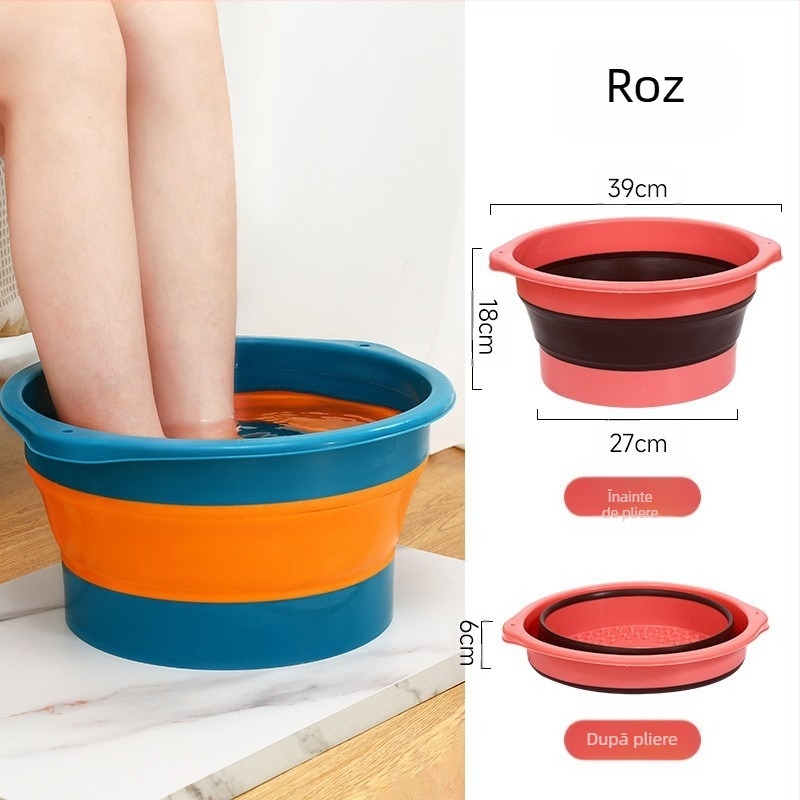 -Găleată pliabilă pentru înmuierea picioarelor, depozitare portabilă, masaj la domiciliu, baie de picioare pentru sănătate, peste gambe, cu capac, conservare a căldurii, spălare a picioarelor