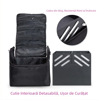 Geantă de pânză mică portabilă de mare capacitate, geantă de broderie, cutie de scule pentru unghii, artă, salon de înfrumusețare, machiaj, geantă de cosmetice semipermanentă de depozitare