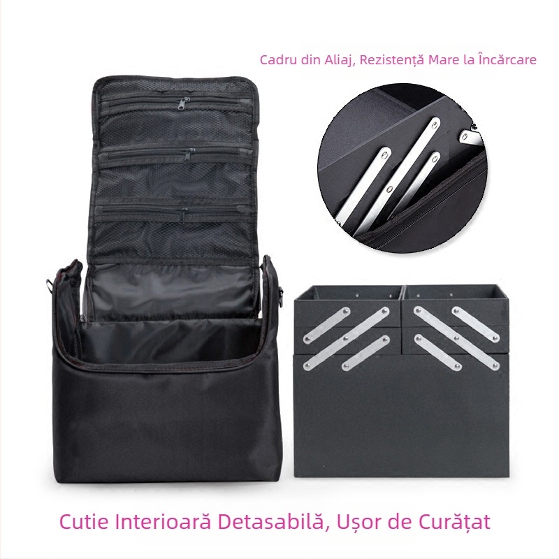 Geantă de pânză mică portabilă de mare capacitate, geantă de broderie, cutie de scule pentru unghii, artă, salon de înfrumusețare, machiaj, geantă de cosmetice semipermanentă de depozitare