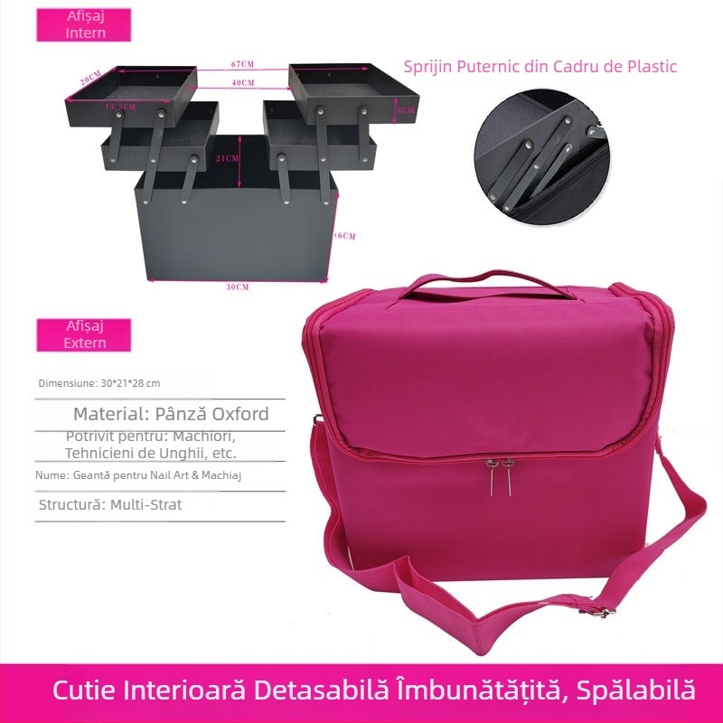 Geantă de pânză mică portabilă de mare capacitate, geantă de broderie, cutie de scule pentru unghii, artă, salon de înfrumusețare, machiaj, geantă de cosmetice semipermanentă de depozitare