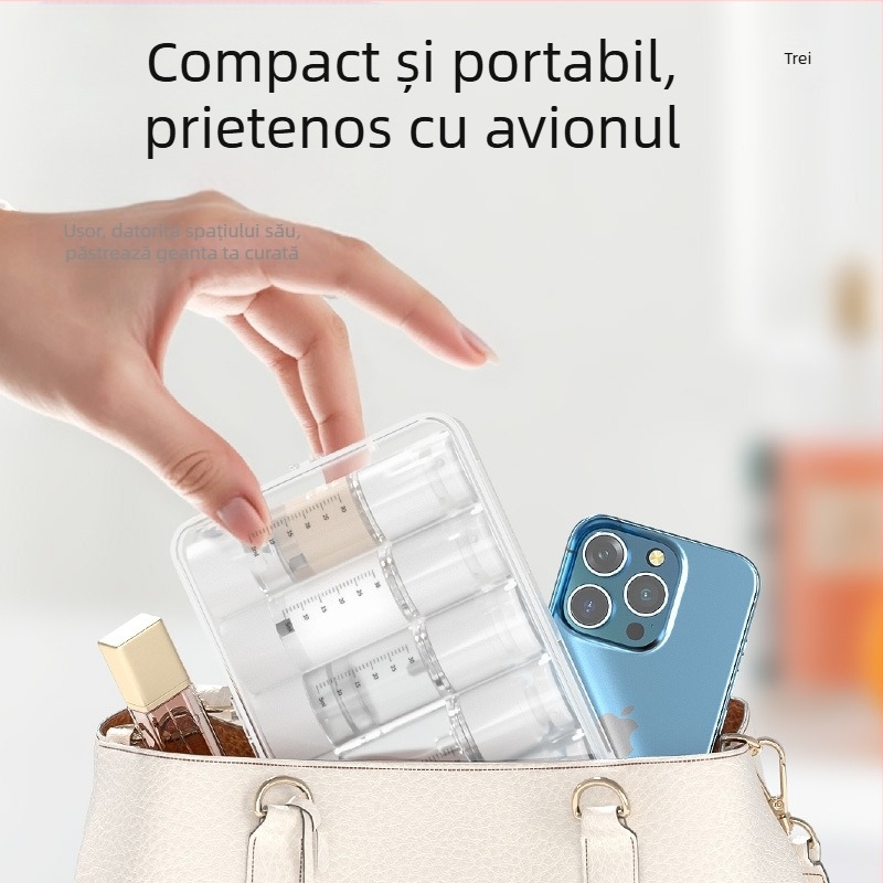 Sticlă de pulverizare portabilă cu vid, presă de emulsie, transparentă, cu cântar, costum de îmbuteliere cosmetică