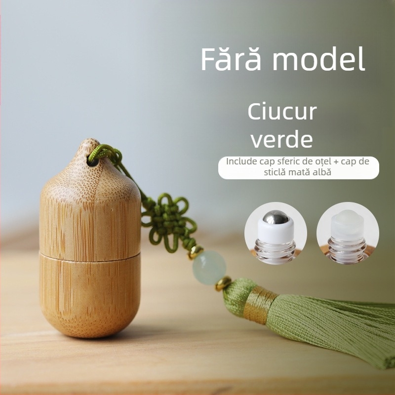 Sticlă de ulei esențial cu mărgele din bambus 1ml, capacitate mică, creativă, split, parfum, esență, portabilă, sticlă antică cu mărgele din lemn cu ciucuri