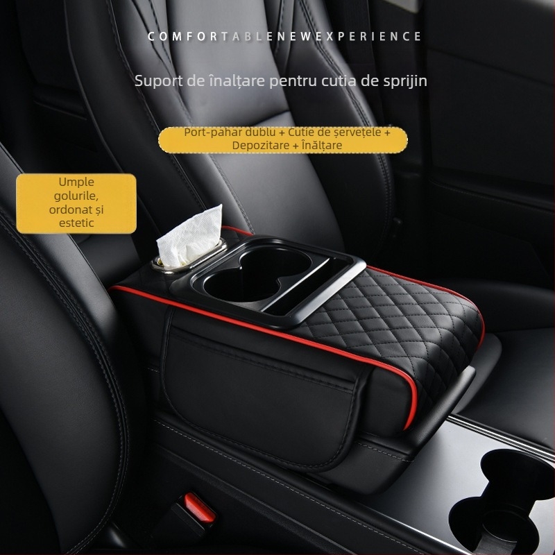 Cotiera auto, covoraș auto, cutie de șervețele, înălțător universal, extins și îngroșat, depozitare de înaltă calitate patru-în-unu