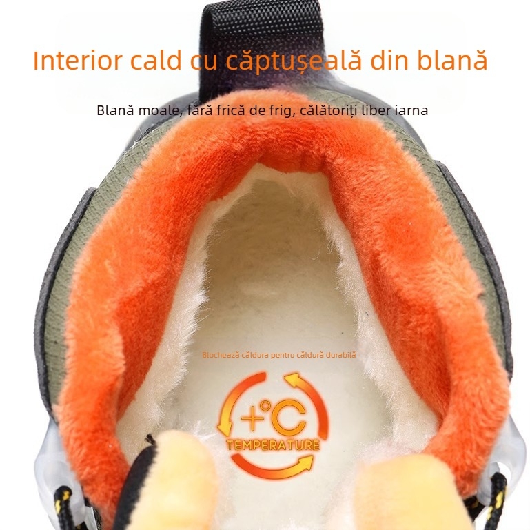 Pantofi sport pentru fete, pantofi de drumeție groși și călduroși, din bumbac, 2024, noi, de iarnă, cu căptușeală din fleece