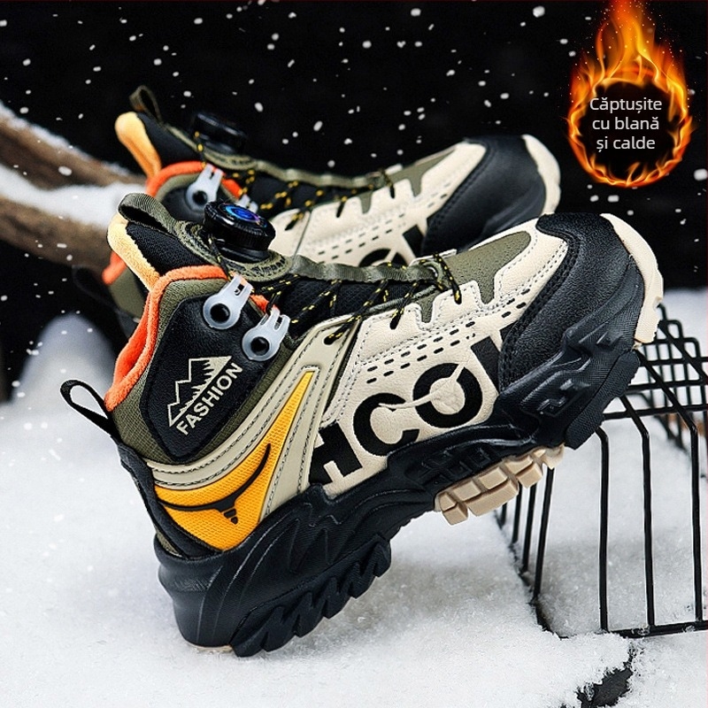 Pantofi sport pentru fete, pantofi de drumeție groși și călduroși, din bumbac, 2024, noi, de iarnă, cu căptușeală din fleece