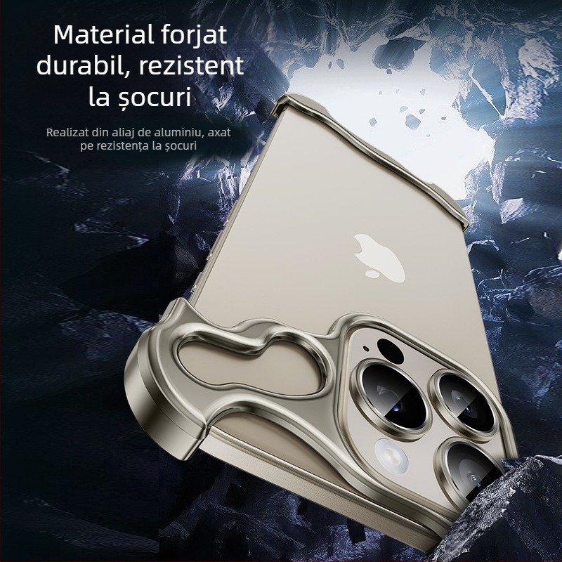 Potrivit pentru Apple 17Promax Carcasă de telefon mobilă cu colț metalic în formă specială, anti-cădere, Iphone 14, fără margini, 16E, obiectiv 5