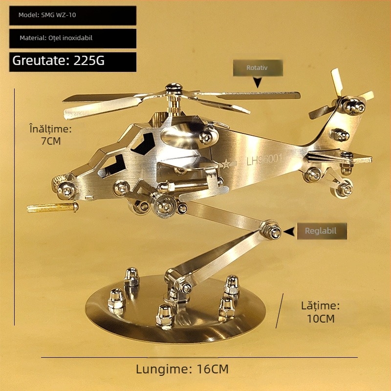 Oțel inoxidabil pentru fabricarea obiectelor metalice Smg Wushi, locomotivă cu elicopter, rachetă de vânătoare, model de birou