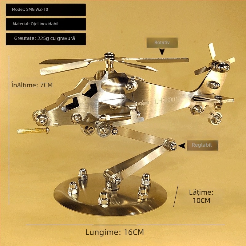 Oțel inoxidabil pentru fabricarea obiectelor metalice Smg Wushi, locomotivă cu elicopter, rachetă de vânătoare, model de birou
