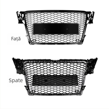Compatibil cu Audi China Net A4A3A5, grilă frontală neagră modificată China Net RS modificată, plasă de vânt cu ecartament european