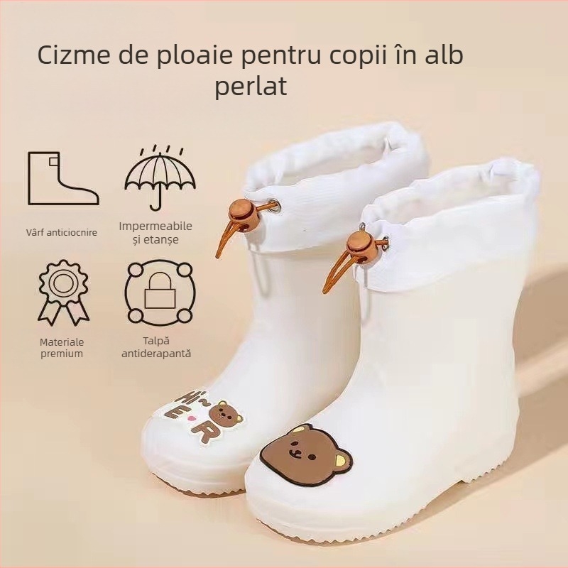 Cizme de ploaie pentru copii, Cizme de ploaie antiderapante pentru bebeluși, Fete pentru studenți, Pantofi de apă pentru copii, Pantofi de cauciuc impermeabili pentru copii