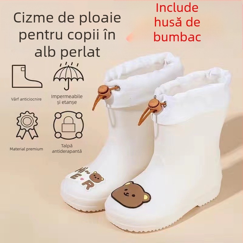 Cizme de ploaie pentru copii, Cizme de ploaie antiderapante pentru bebeluși, Fete pentru studenți, Pantofi de apă pentru copii, Pantofi de cauciuc impermeabili pentru copii