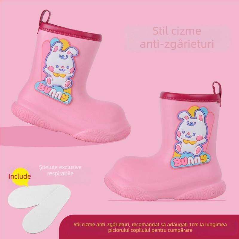 Cizme de ploaie pentru copii, fete, 3-12 ani, desene animate EVA, îmbrăcăminte exterioară impermeabilă, pantofi antiderapanți cu talpă moale, butoi mijlociu, cizme de ploaie pentru băieți