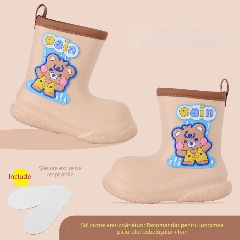 Cizme de ploaie pentru copii, fete, 3-12 ani, desene animate EVA, îmbrăcăminte exterioară impermeabilă, pantofi antiderapanți cu talpă moale, butoi mijlociu, cizme de ploaie pentru băieți