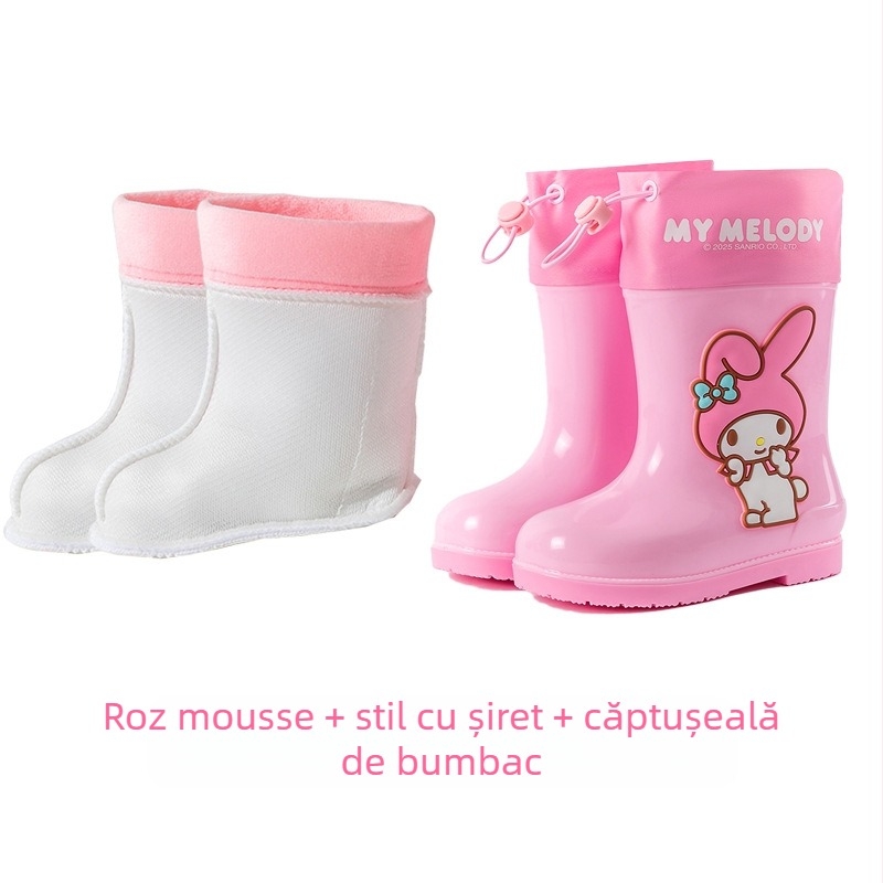 Sanrio impermeabil Beam Kulomi primăvara și vara pantofi de ploaie pentru copii scurt tub în aer liber antiderapante patru anotimpuri cizme de ploaie pentru fete