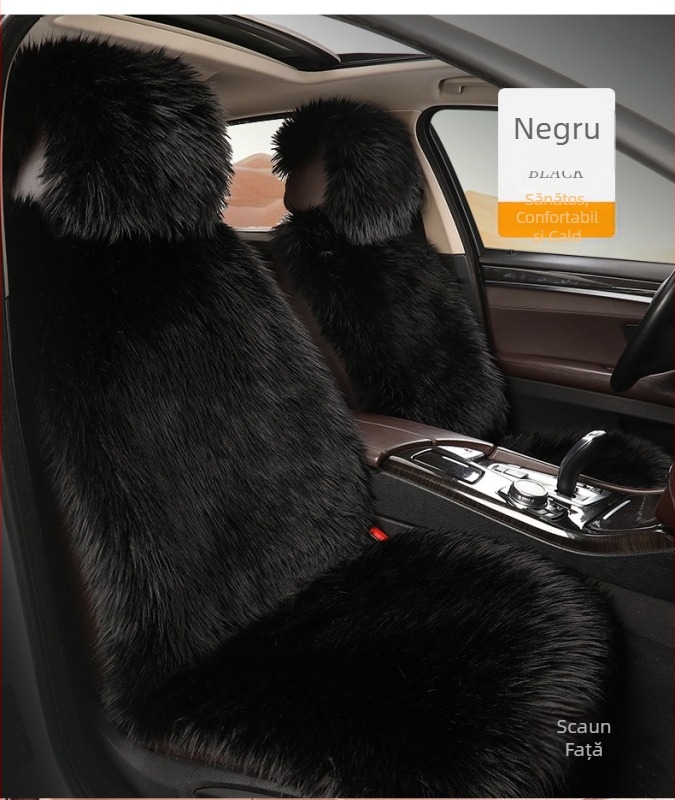 Pernă auto pentru scaun auto de iarnă, din pluș, fără legături, imitație de lână, pernă auto din pluș lung din lână nouă, cu spătar universal