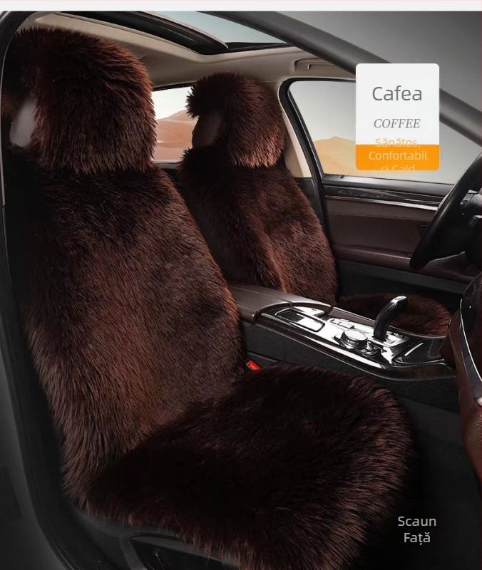 Pernă auto pentru scaun auto de iarnă, din pluș, fără legături, imitație de lână, pernă auto din pluș lung din lână nouă, cu spătar universal