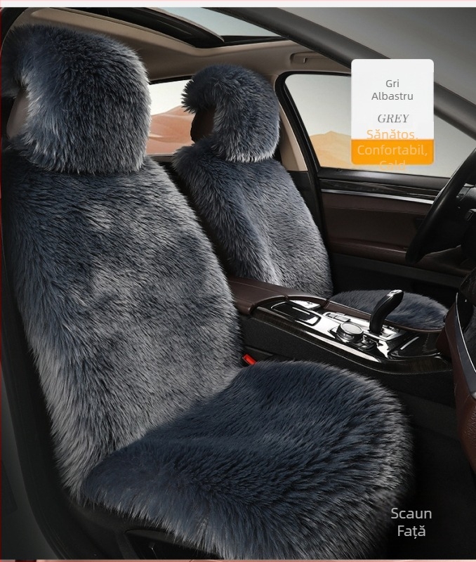 Pernă auto pentru scaun auto de iarnă, din pluș, fără legături, imitație de lână, pernă auto din pluș lung din lână nouă, cu spătar universal