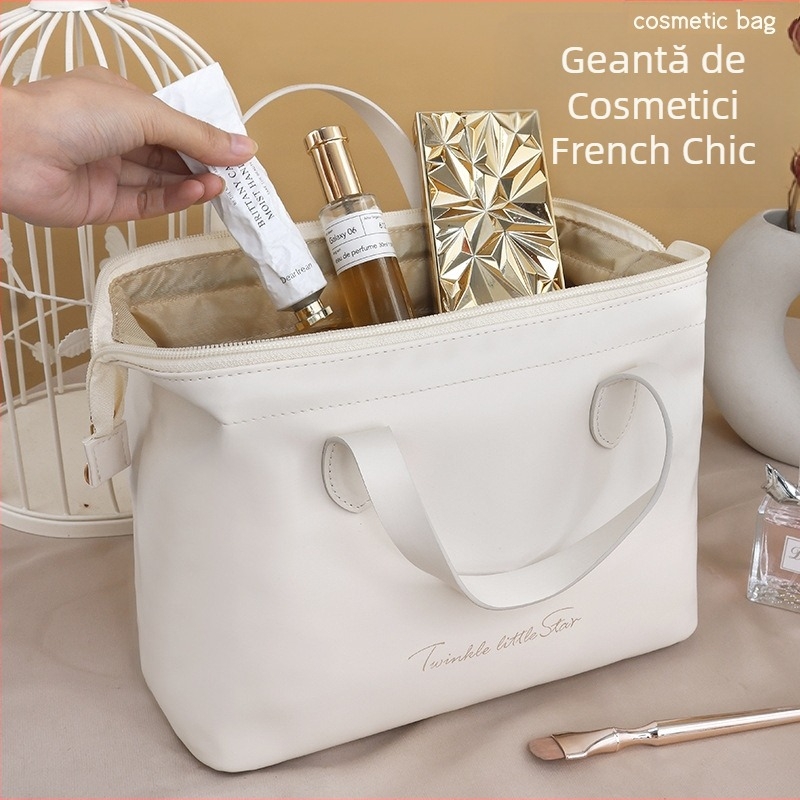 Geantă cosmetică portabilă de lux franceză nouă, ușoară, de călătorie, portabilă, de mare valoare, de mare capacitate, pentru depozitarea cosmeticelor