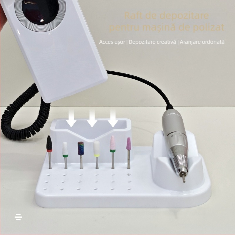 Rack de afișare pentru plasarea polizorului transfrontalier, cap de șlefuire, organizator de burghiu, cutie de manichiură, instrumente de manichiură, cutie de depozitare pentru cap de șlefuire